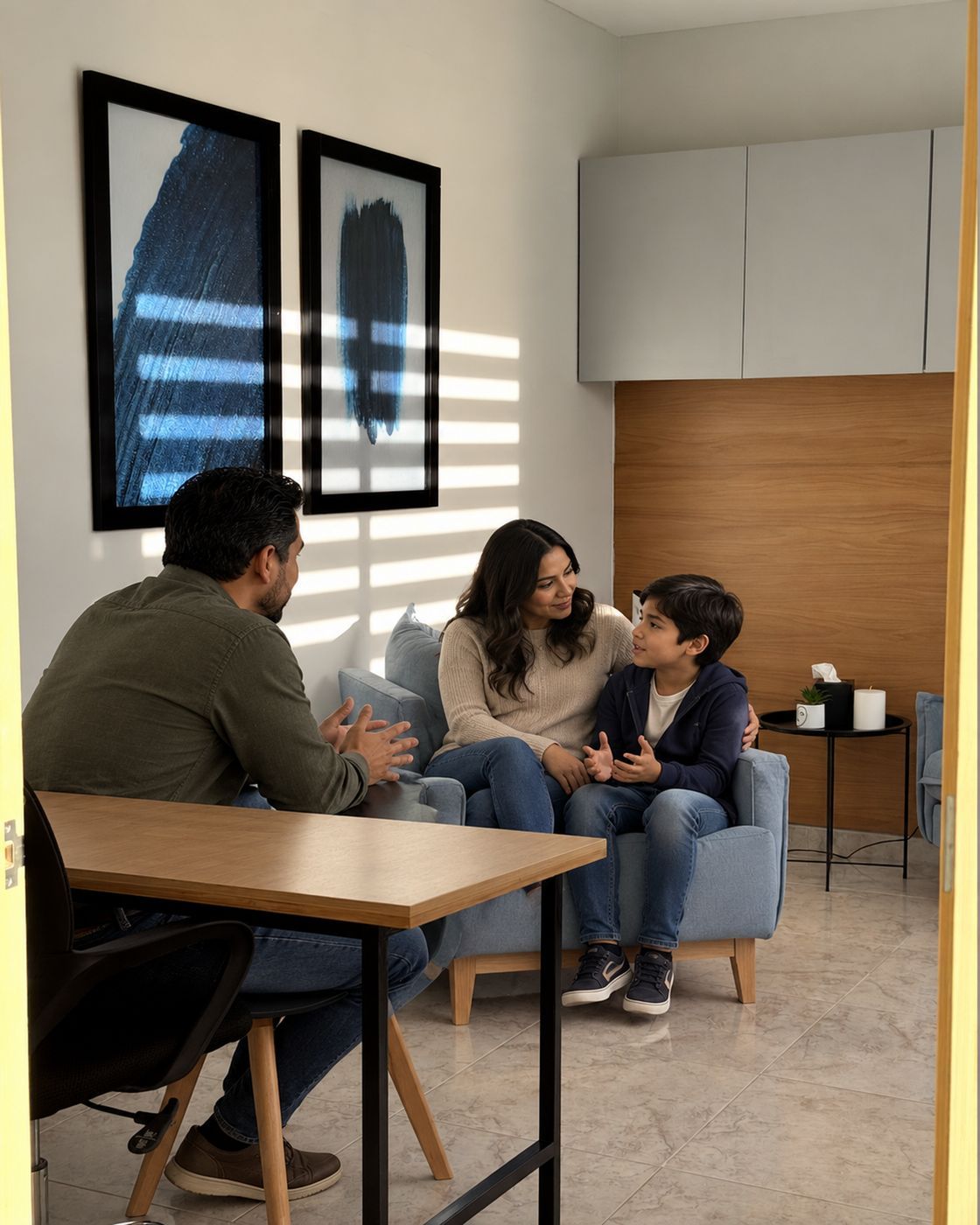Familia en un sillón